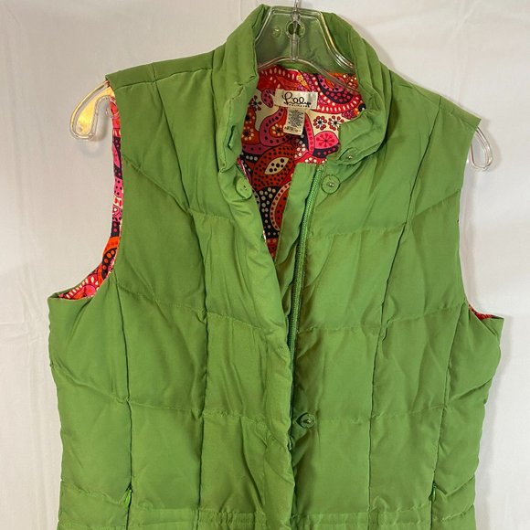 SOLD Lilly Pulitzer Green Quilted Pink Paisley Lined Puffer Vest - Picture 10 of 16